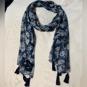 Express Floral Scarf with Tassels